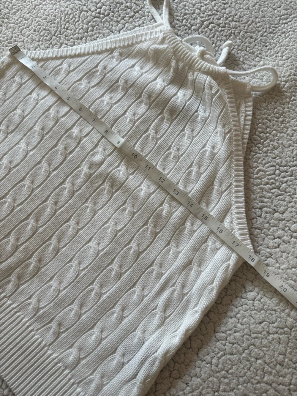 Ralph Lauren Blue Label White Cable-Knit Sleeveless Halter-Neck Tie Top Size L - Picture 7 of 8